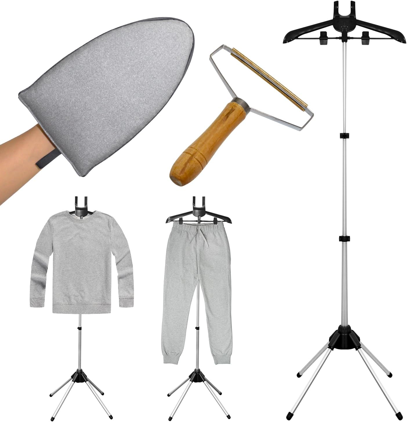 Garment Steamer Stand Hanger Adjustable 63in Rack w Gloves