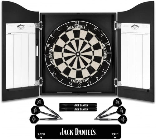 Dartboard Cabinet Set 18in Board 6 Darts Oche Score Panels Wood