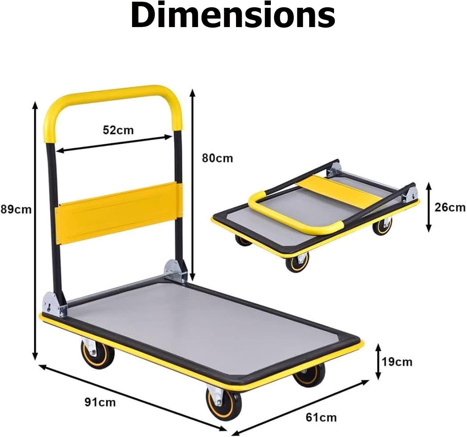 300KG Folding Platform Trolley Flatbed Truck Dolly Brake Wheels