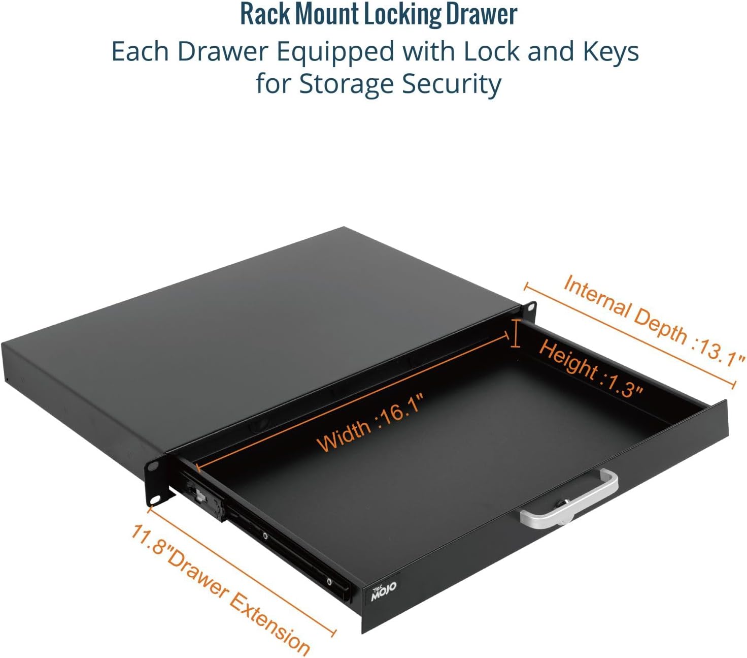 1U Rack Drawer 19 Inch Lockable Steel Server Cabinet Storage Tray