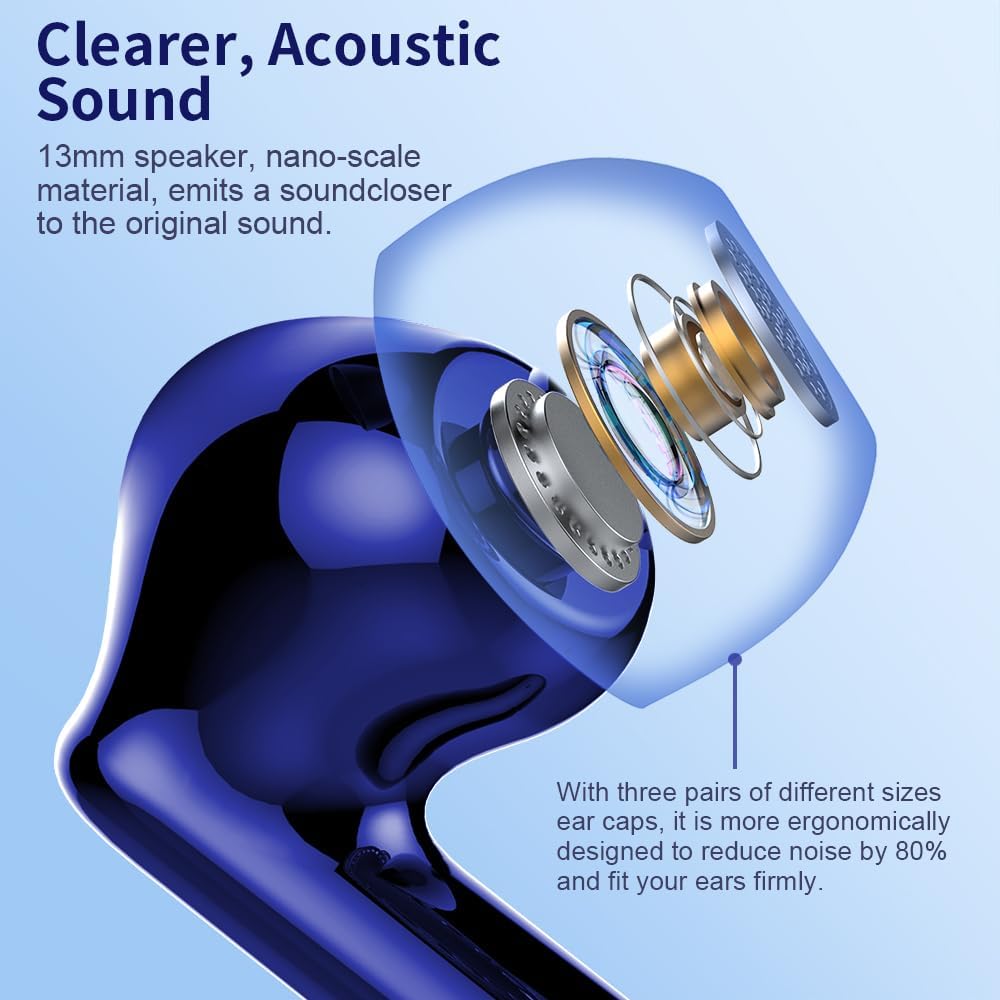 Wireless Bluetooth Earbuds Noise Cancelling 36 Hour Playtime LED Case