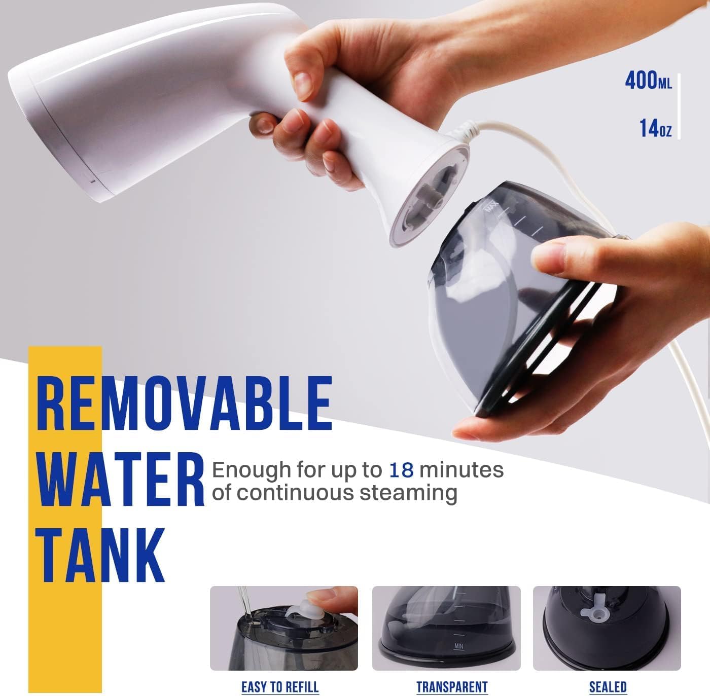 Handheld Clothes Steamer 1640W 30g Steam 400ml Tank Portable