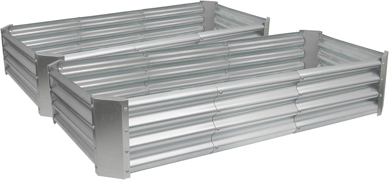 Raised Garden Bed Metal Planter 180cm Galvanized Steel 2 Pack