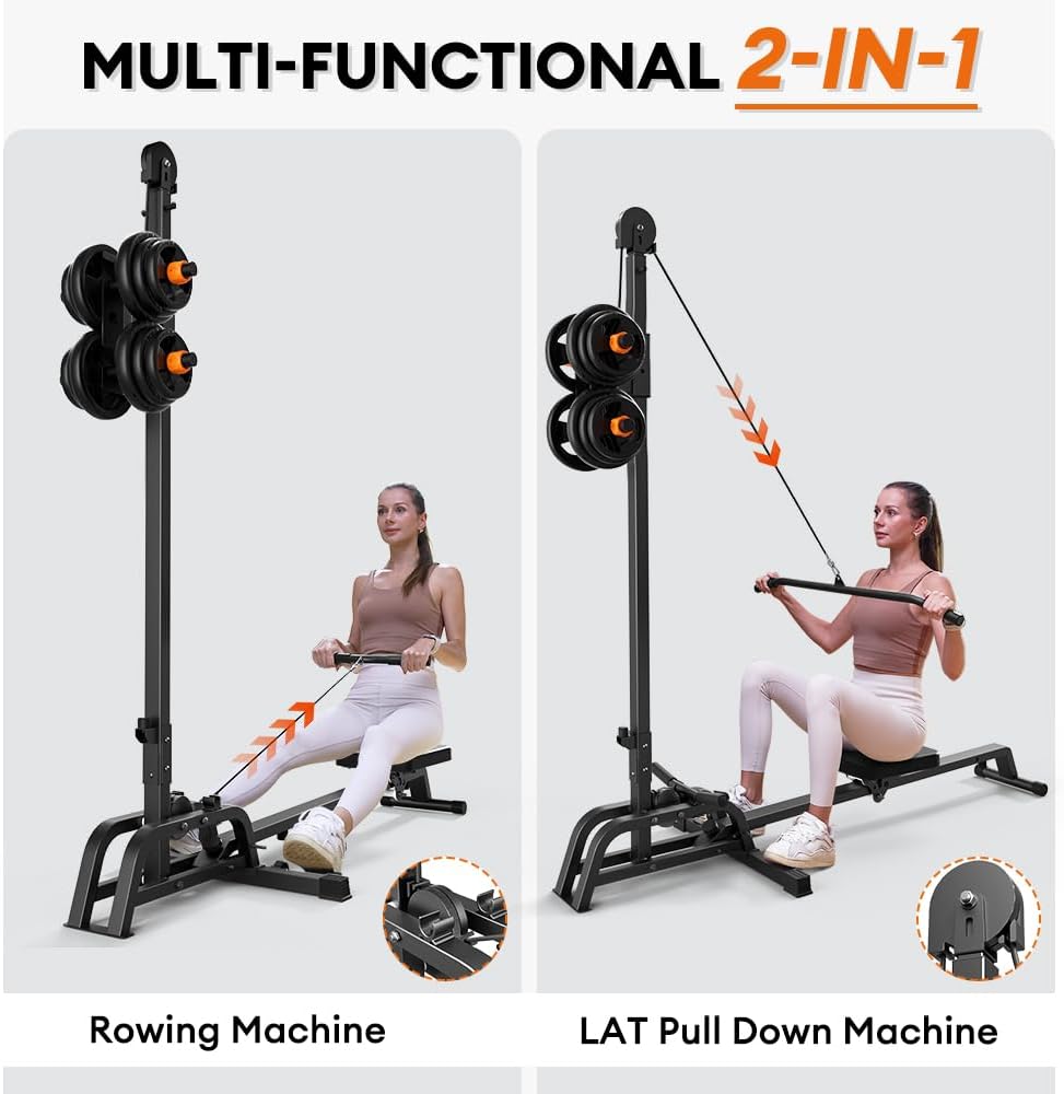 2 In 1 Rowing Machine LAT Pull Down Home Gym Rower