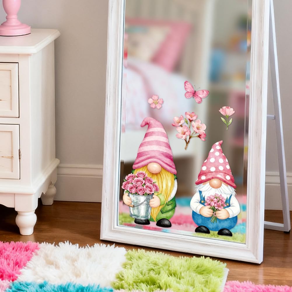 Large Gnome Window Cling 120cm Double Sided Flower Sticker