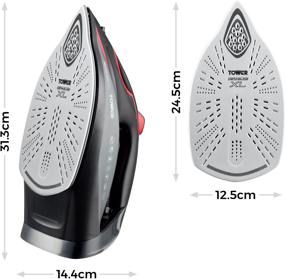 3100W Steam Iron XL Ceramic Soleplate One Temp Anti Drip 350ml