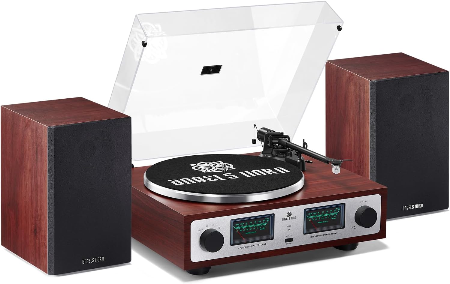 HiFi Record Player with Bookshelf Speakers Bluetooth Wood