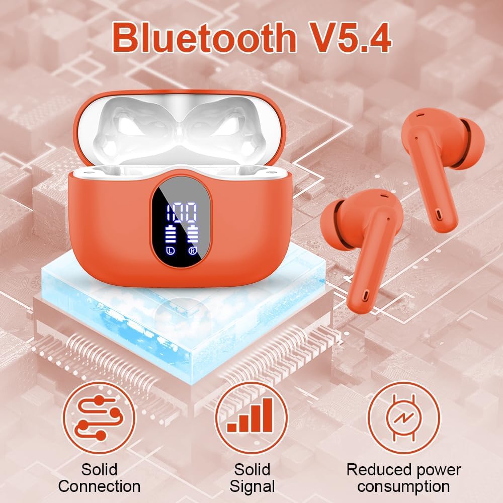 Mini Bluetooth 5.4 Wireless Earbuds ENC Mic 36H Playtime LED Case
