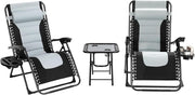 Set of 3 Zero Gravity Sun Loungers Grey with Table