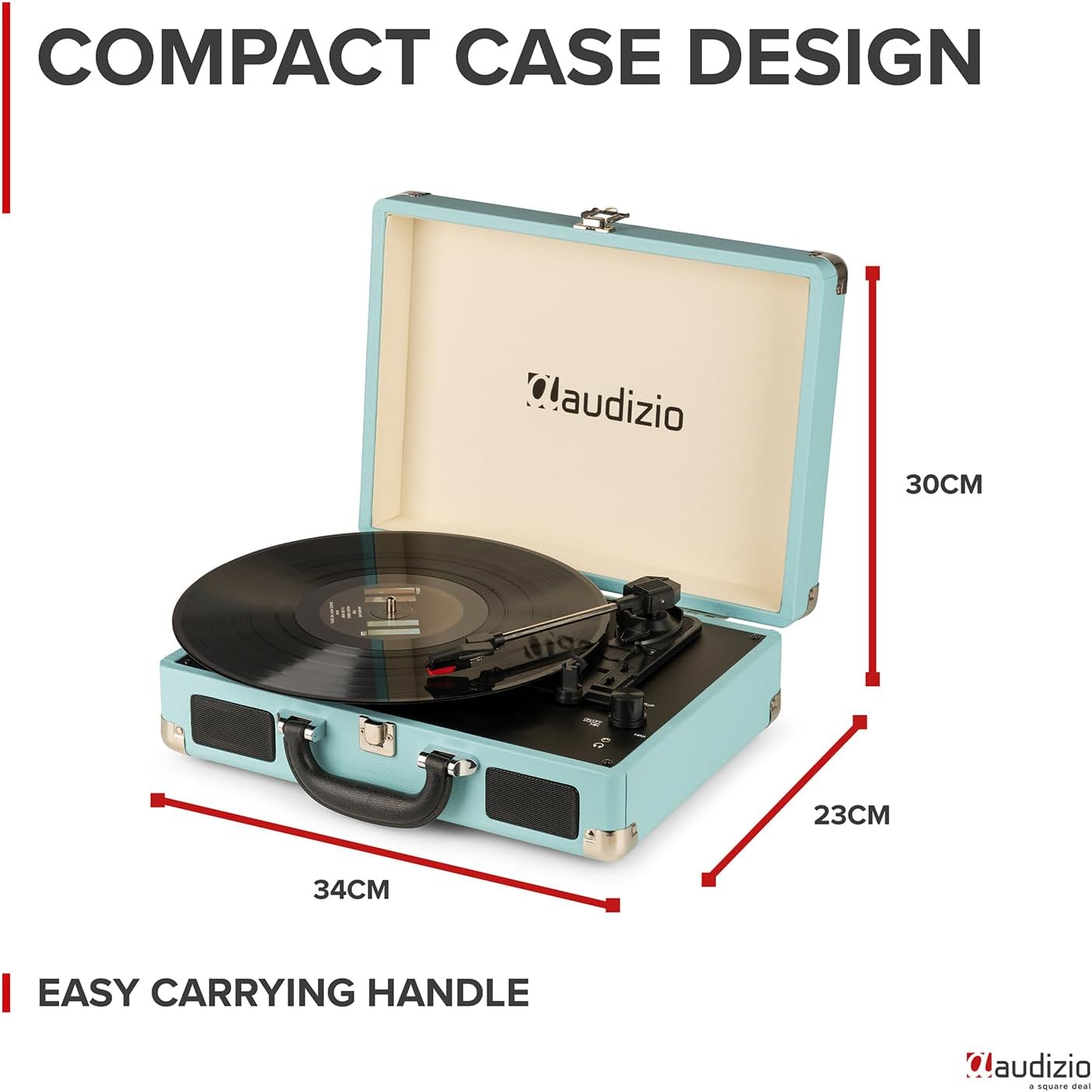Portable 3-Speed Vinyl Record Player with Built-In Speakers & USB