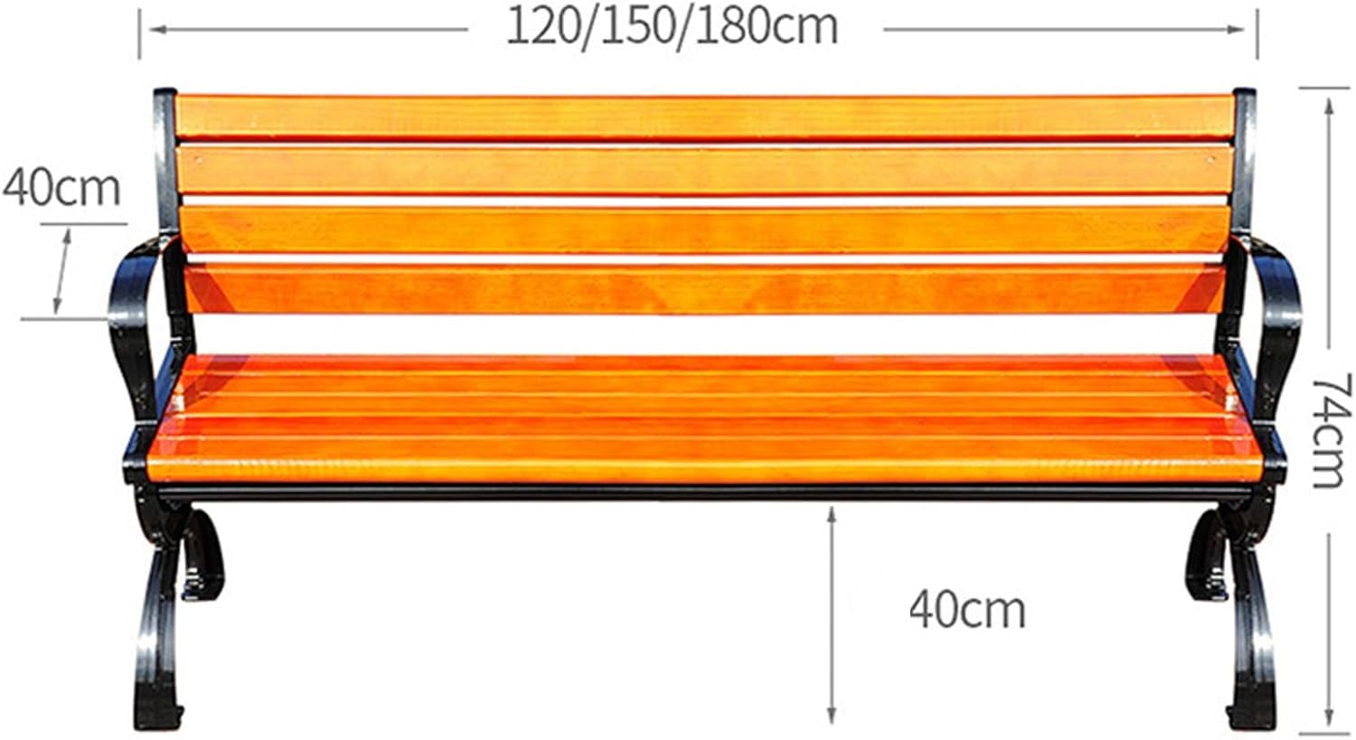 Wooden Garden Bench 120cm Outdoor Patio Seat with Armrests