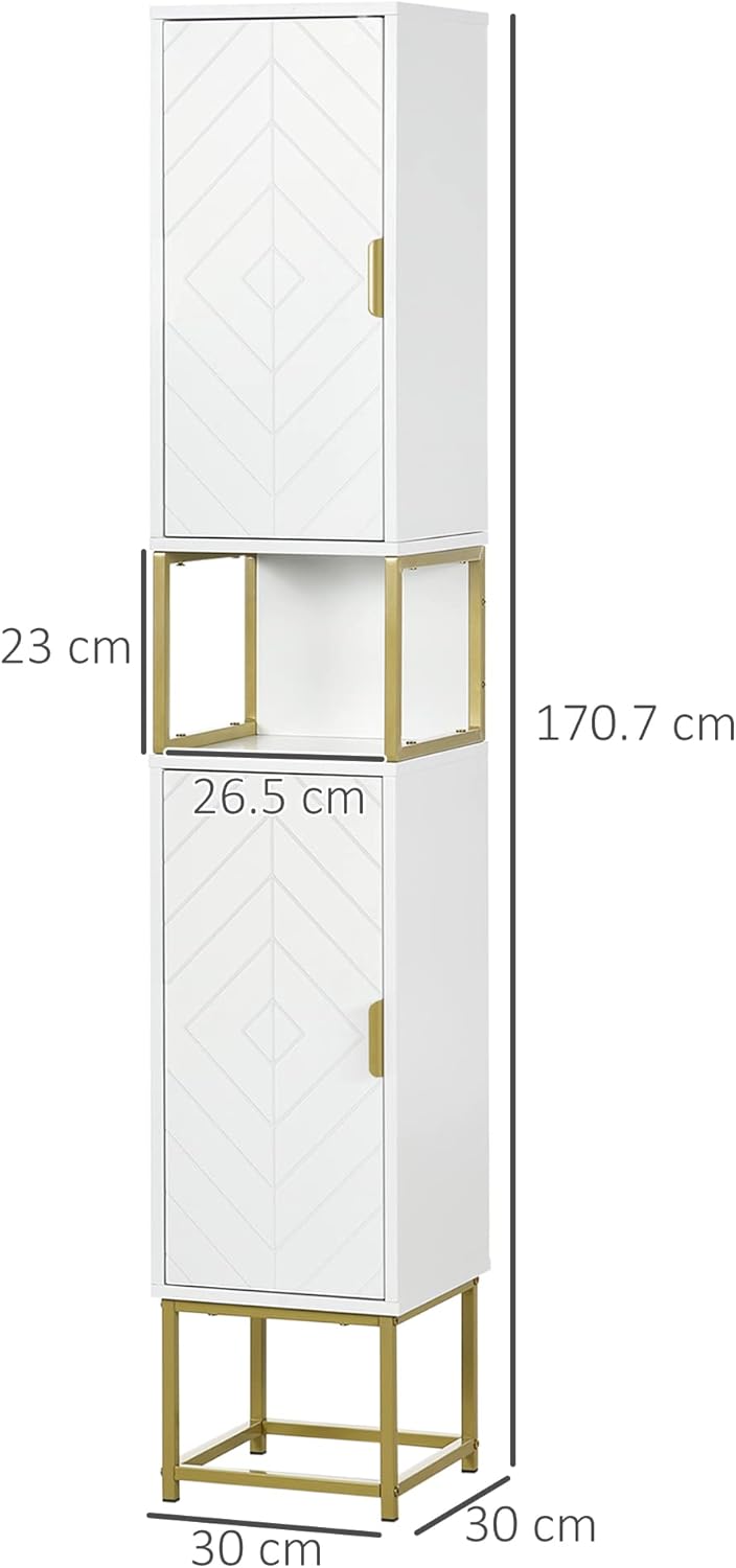 Slim Bathroom Tall Storage Cabinet White Corner Shelf Cupboard Unit