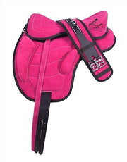 Treeless Suede Horse Saddle 14 Inch Pink With Matching Girth