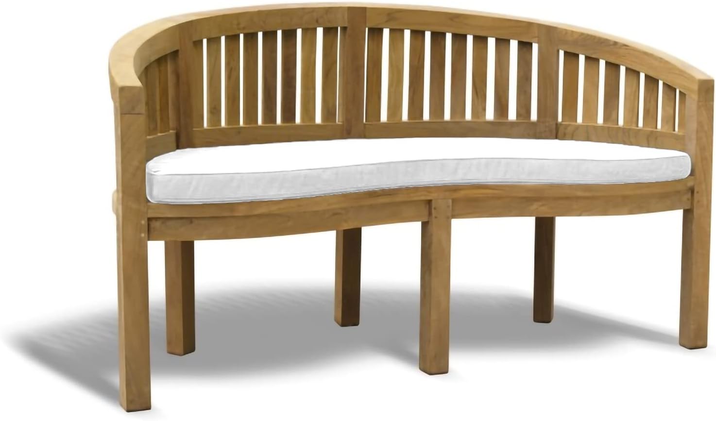 Teak Wood Banana Garden Bench w/ Cushion Curved Patio Seat 168cm Vertical