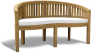 Teak Wood Banana Garden Bench w/ Cushion Curved Patio Seat 168cm Vertical