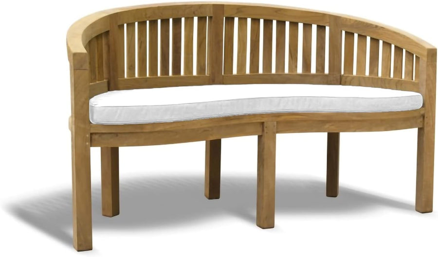 Teak Wood Banana Garden Bench w/ Cushion Curved Patio Seat 168cm Vertical