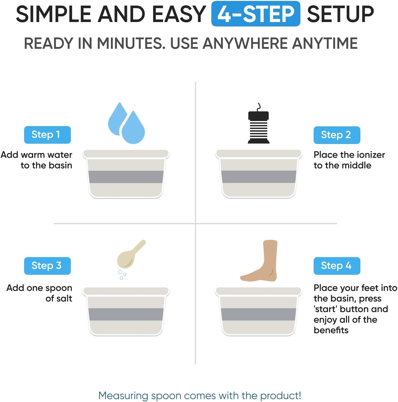 Ionic Foot Spa Detox Bath with Basin Ion Therapy Relax Home