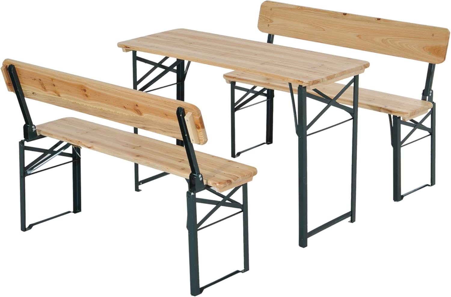 Folding Wooden Picnic Table & Bench Set Portable BBQ Party Set