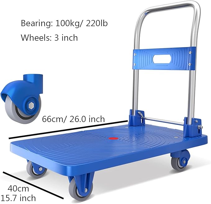 Heavy Duty Folding Platform Truck Quiet Wheel Push Cart