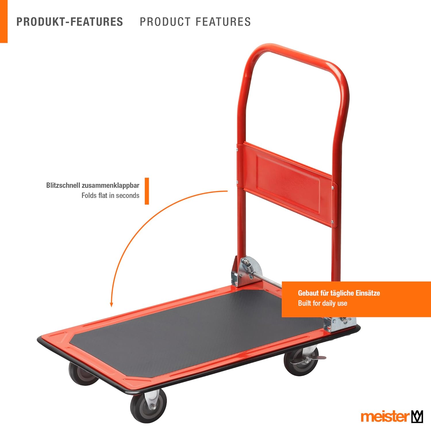 Foldable Platform Truck 150KG Trolley With Brake Wheels