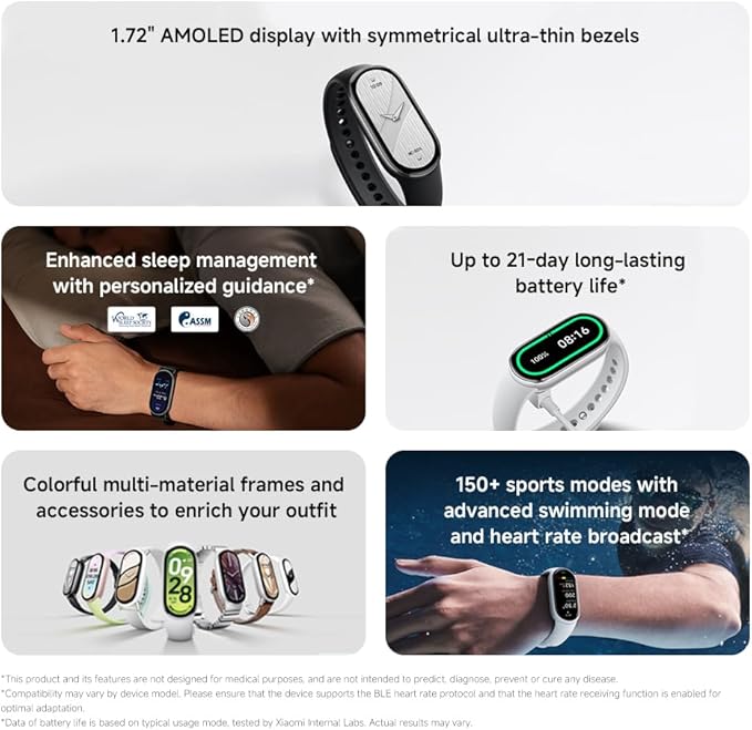 AMOLED Fitness Band 21 Day Battery 150 Sports 5ATM