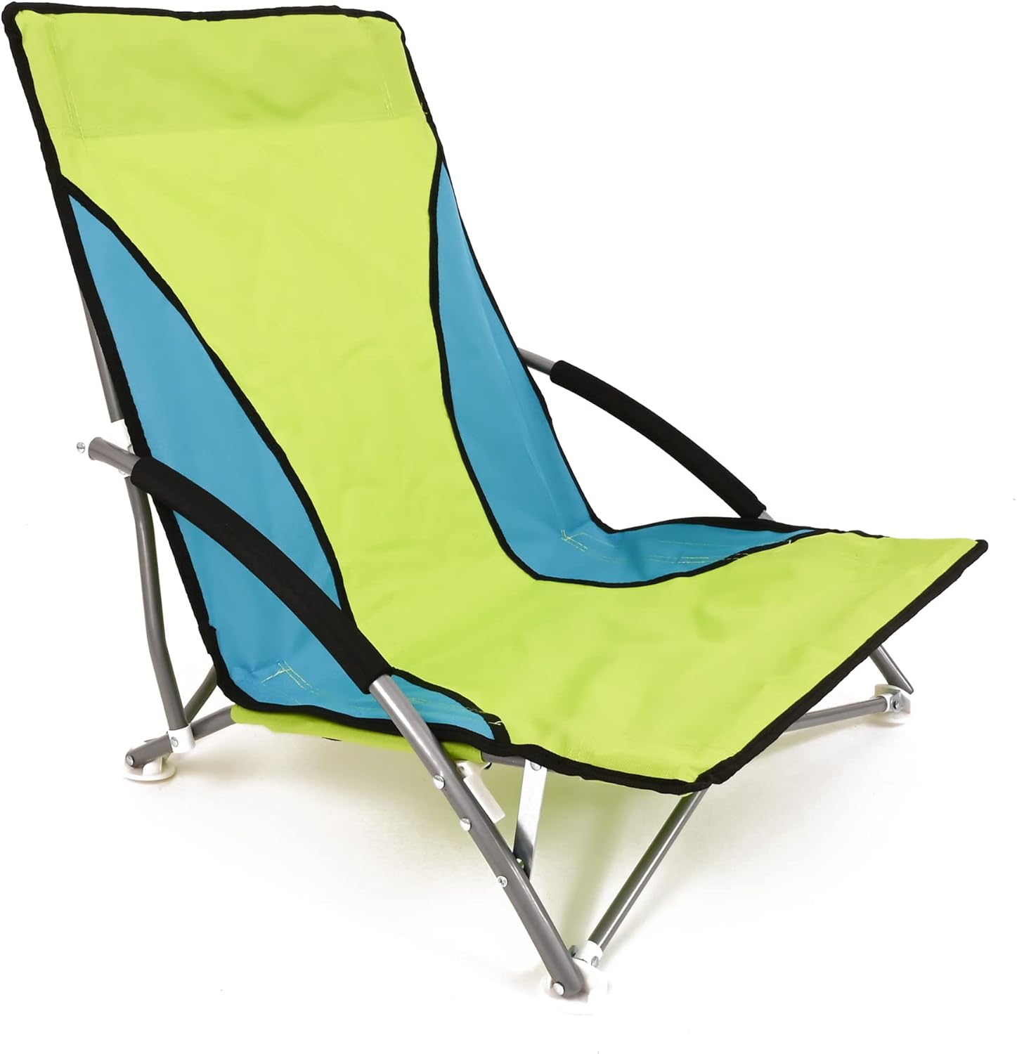 Set of 2 Low Folding Beach Chairs Green
