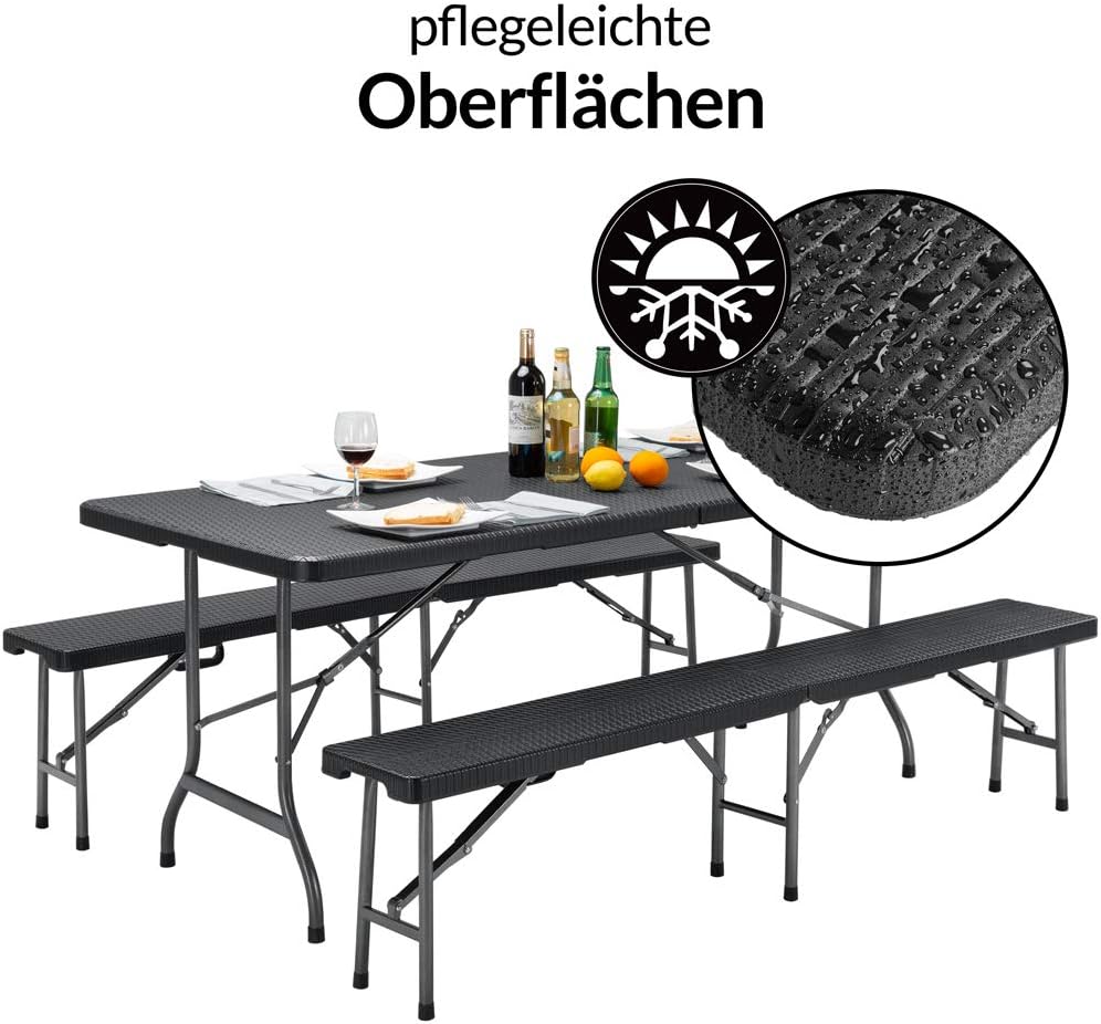6FT Folding Picnic Table & Bench Set Portable Garden BBQ