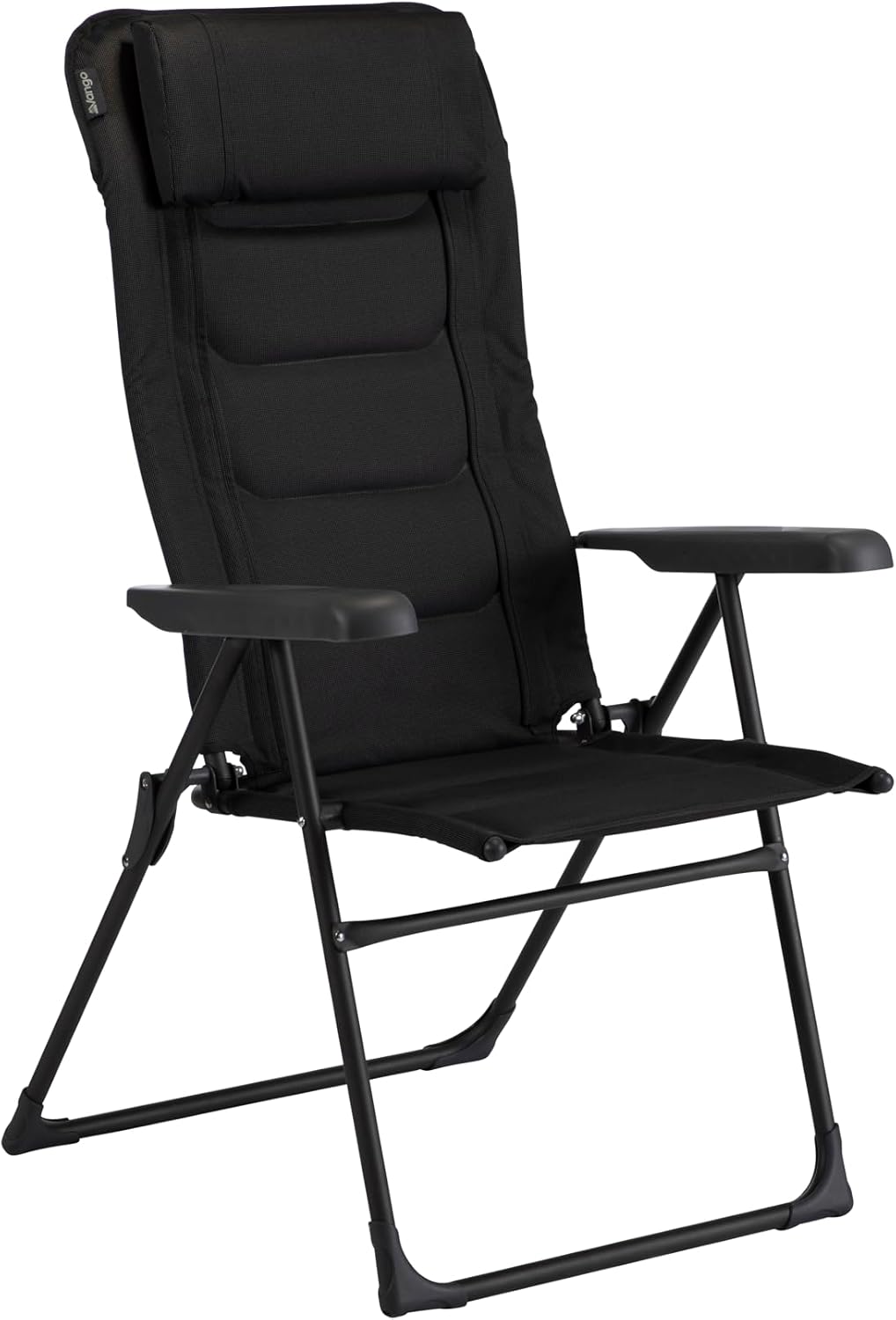 Black Reclining Camping Chair 7 Position Padded Lounger Seat