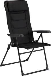 Black Reclining Camping Chair 7 Position Padded Lounger Seat