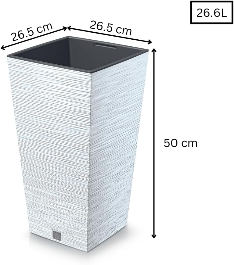 Tall Square Planters Set of 2 White Modern Pots Indoor Outdoor