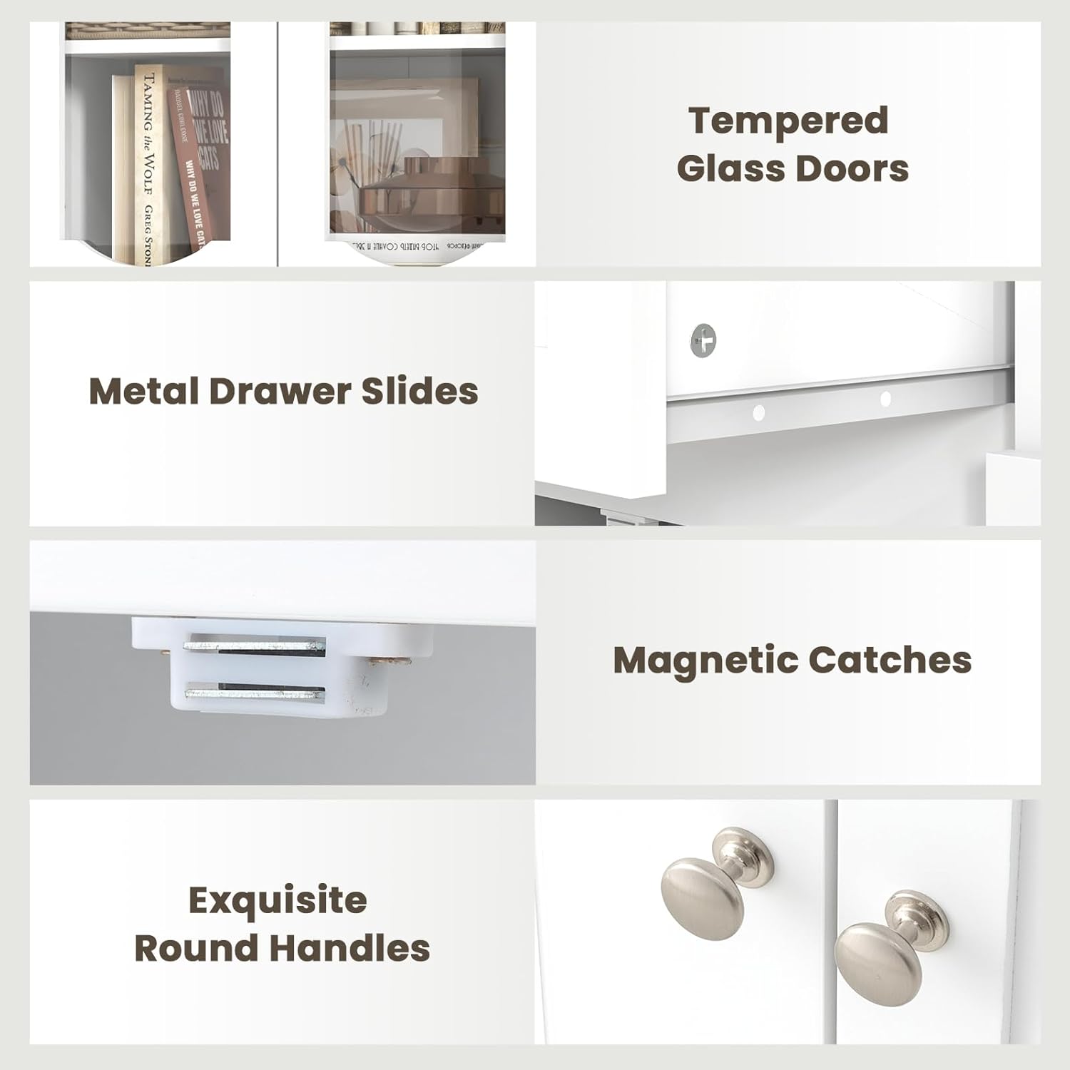 Tall Bathroom Cabinet Glass Door Drawer Shelf Unit White