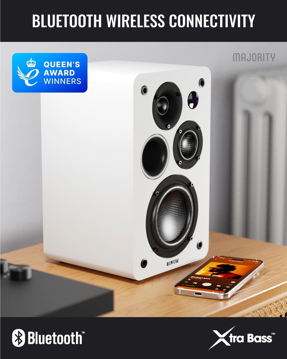100W Active Bookshelf Speakers Bluetooth HDMI ARC Optical USB