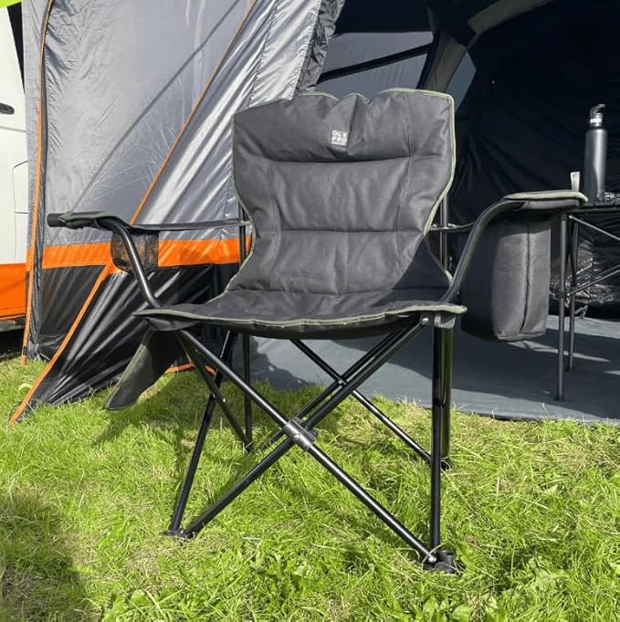 Padded Folding Camping Chair with Cooler Green