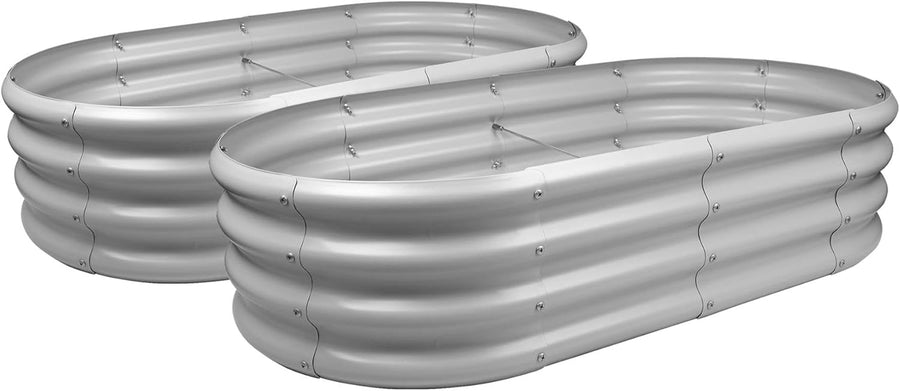 Raised Garden Bed Set 2 Steel Planter 120x60cm Silver