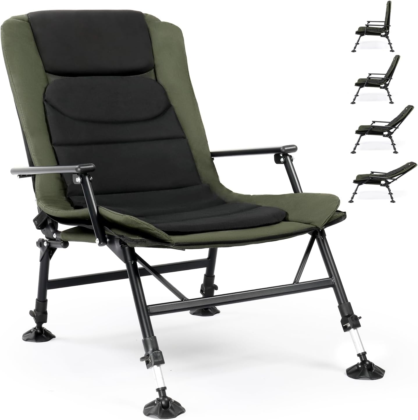 Reclining Fishing Chair Foldable Camping Seat Green