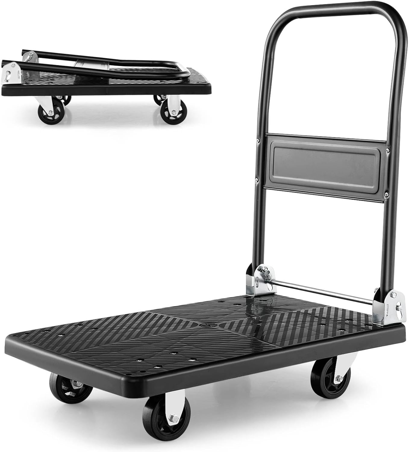 Folding Platform Trolley 200KG Flatbed Cart Black