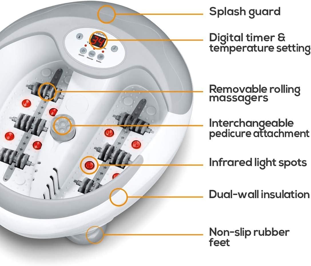 Heated Foot Spa Massager Bubble Vibration Infrared Reflexology Bath