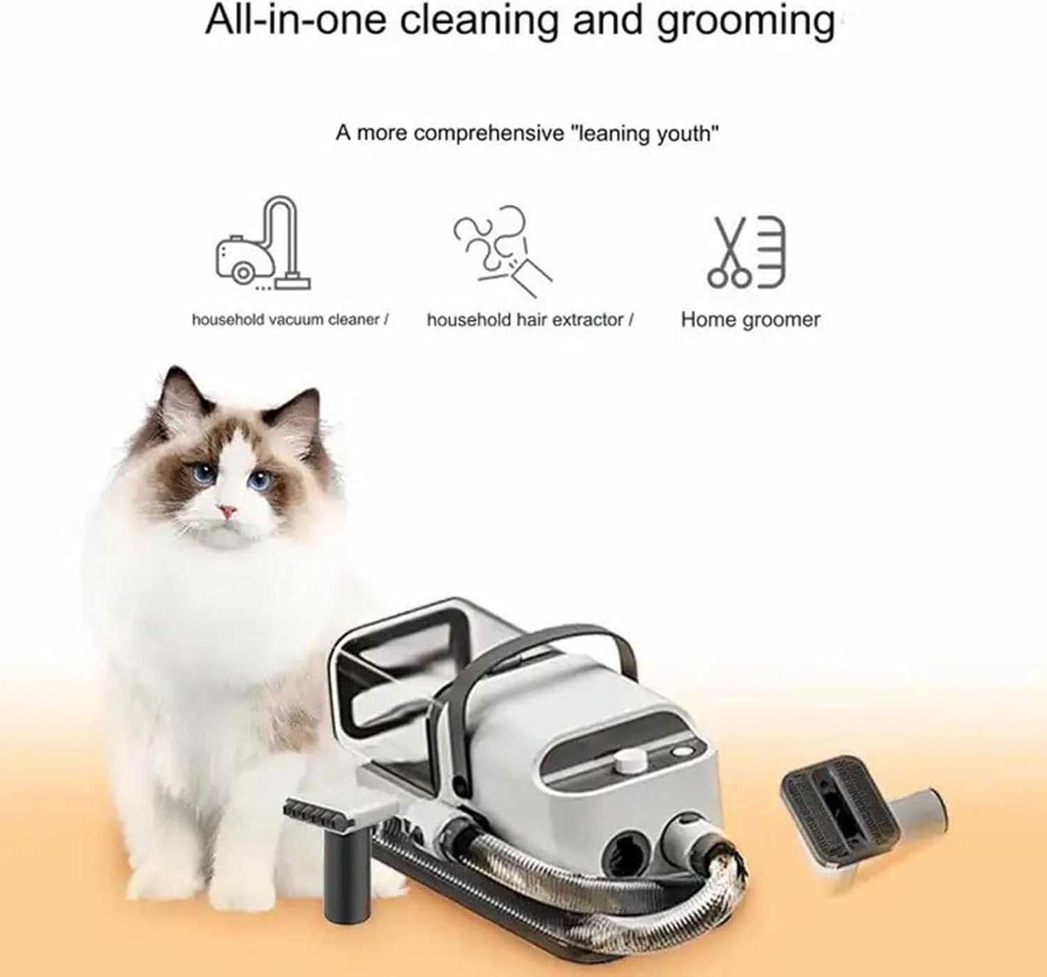 Pet Grooming Vacuum 26000Pa 5 in 1 Clipper Kit 1.8L Quiet