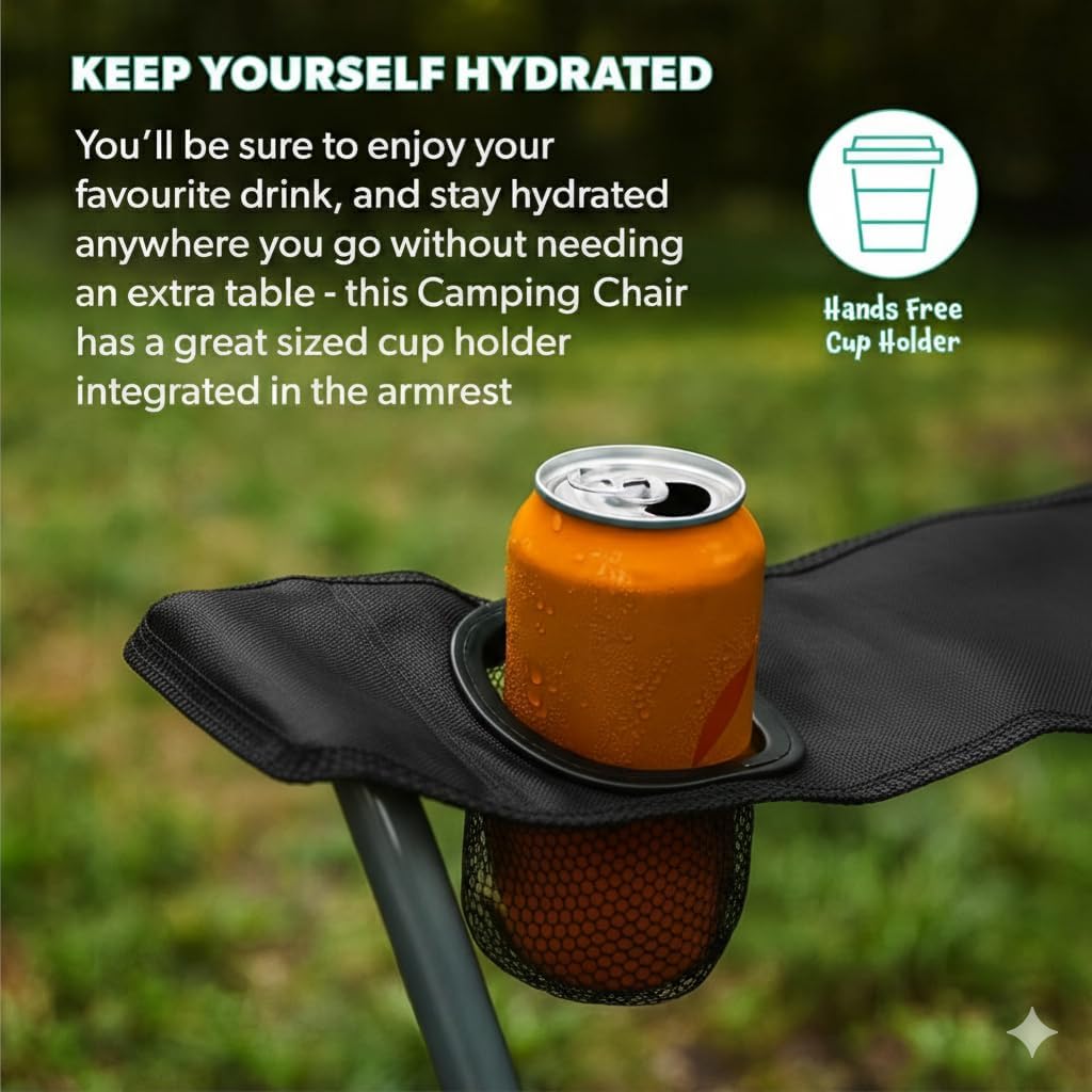 6 Pack Black Folding Camping Chairs Cup Holder Carry Bag Outdoor