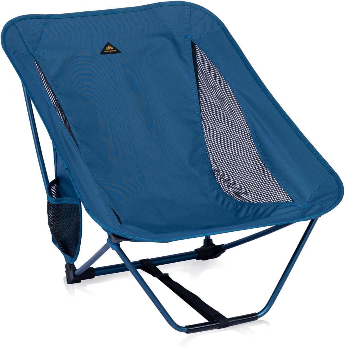 Ultralight Low Camping Chair with Side Pocket Blue