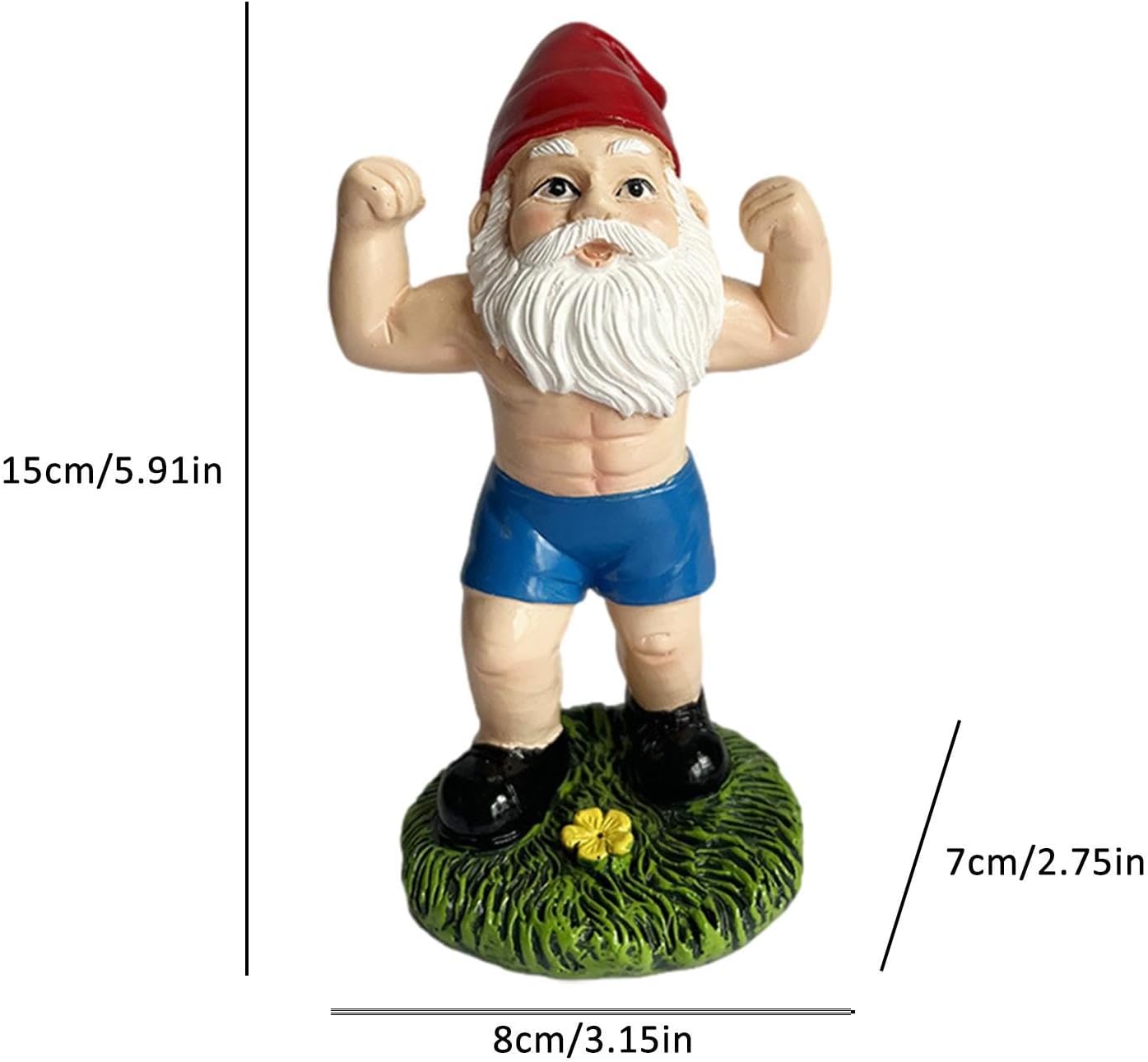 Funny Weightlifting Gnome Statue Resin Garden Decor Outdoor