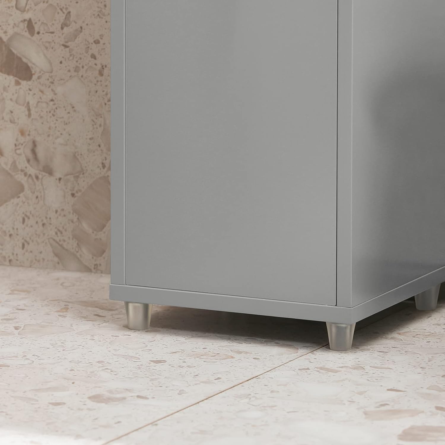 Slim Tall Bathroom Cabinet 20cm Grey Drawer Shelves 180cm