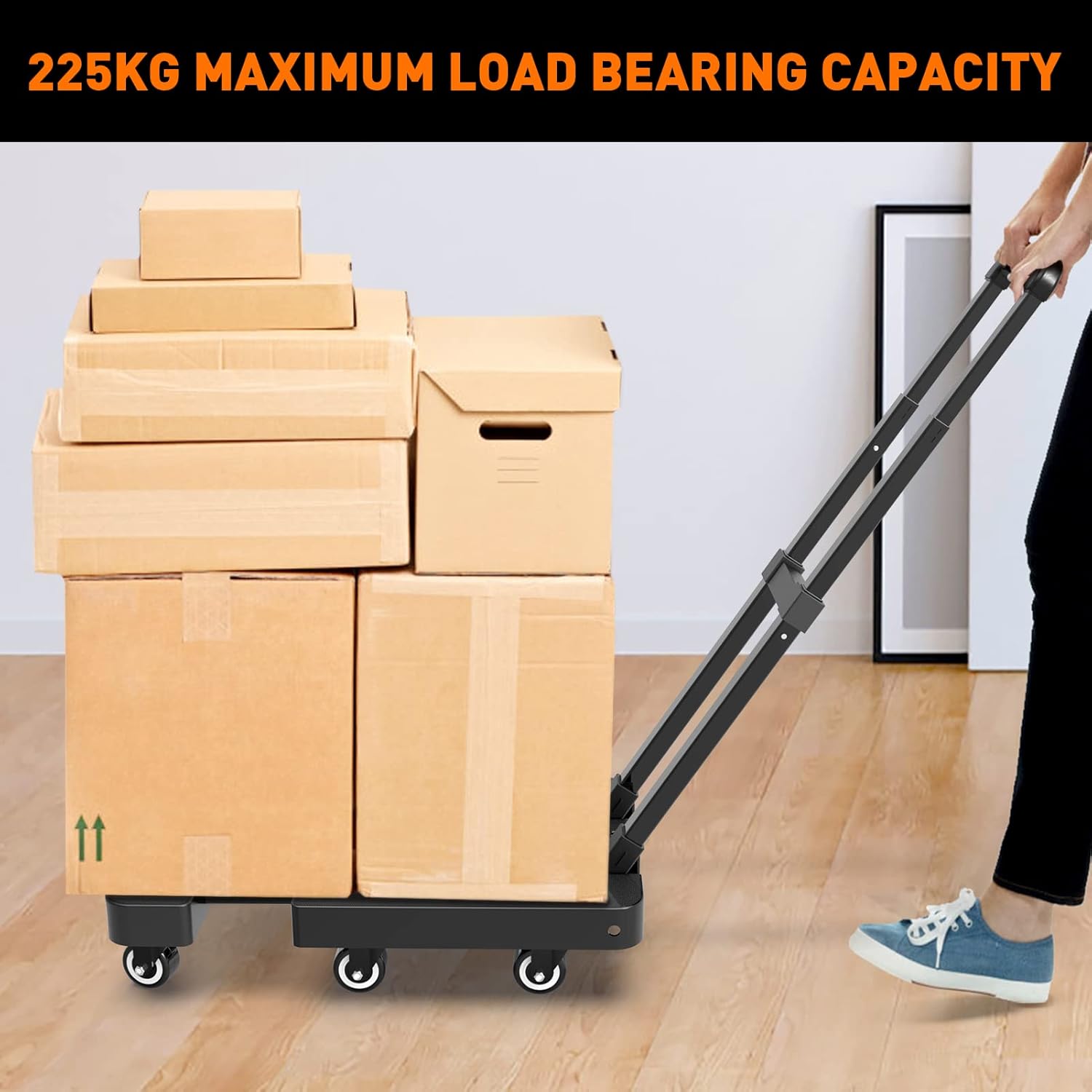 Folding Hand Truck Dolly 225KG 6 Wheel Utility Cart