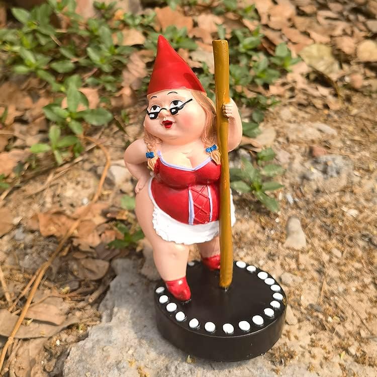 Funny Pole Dancing Gnome Statue Naughty Garden Decor Resin