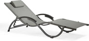 Folding Sun Lounger Reclining Garden Chair Black Textoline