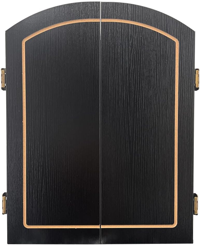 Dart Board Cabinet Set Wood Black Ash Bristle Board 6 Darts