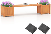 Garden Planter with Bench 170cm Wooden Raised Bed Seat Box