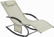 Outdoor Rocking Recliner Chair with Pillow Pocket Beige