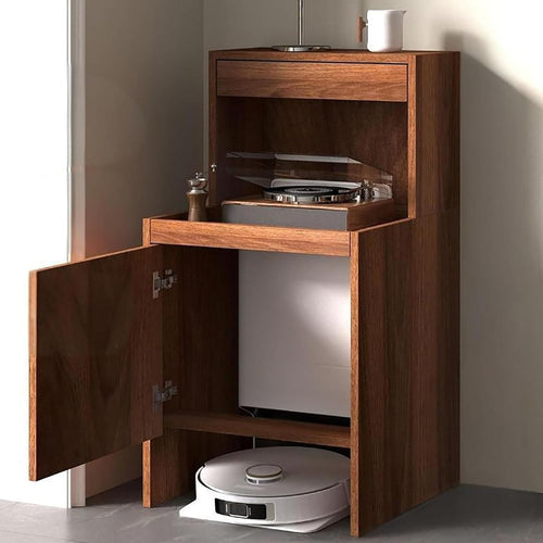 Tall Robot Vacuum Storage Cabinet Hidden Organizer Side Table Pull Shelf