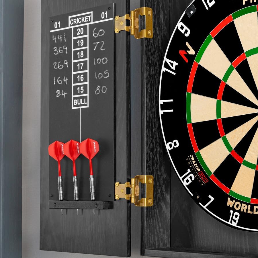 18in Dartboard Cabinet MDF Sisal Board Staple Free Pro Wall Mount